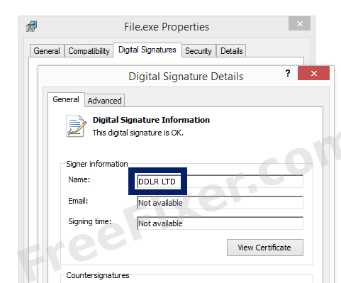 Screenshot of the DDLR LTD certificate